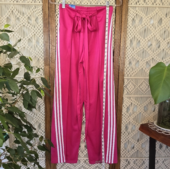 NWT Adidas Wide Leg Wrap Around Track Pants in Barbie Pink - Picture 6 of 8